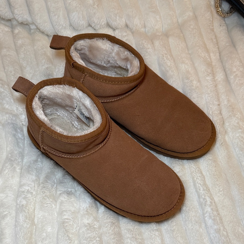 Women’s Aspen Cozy Brown Suede Slipper Boots - Size: 7.5